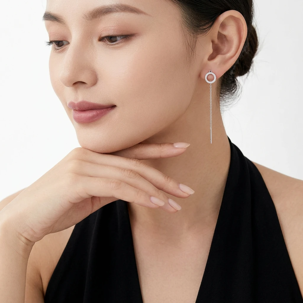 Circle Pavé Chain Drops