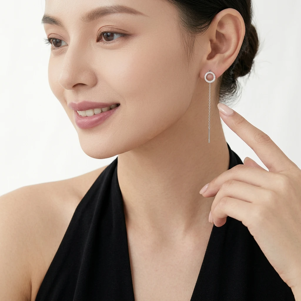 Circle Pavé Chain Drops