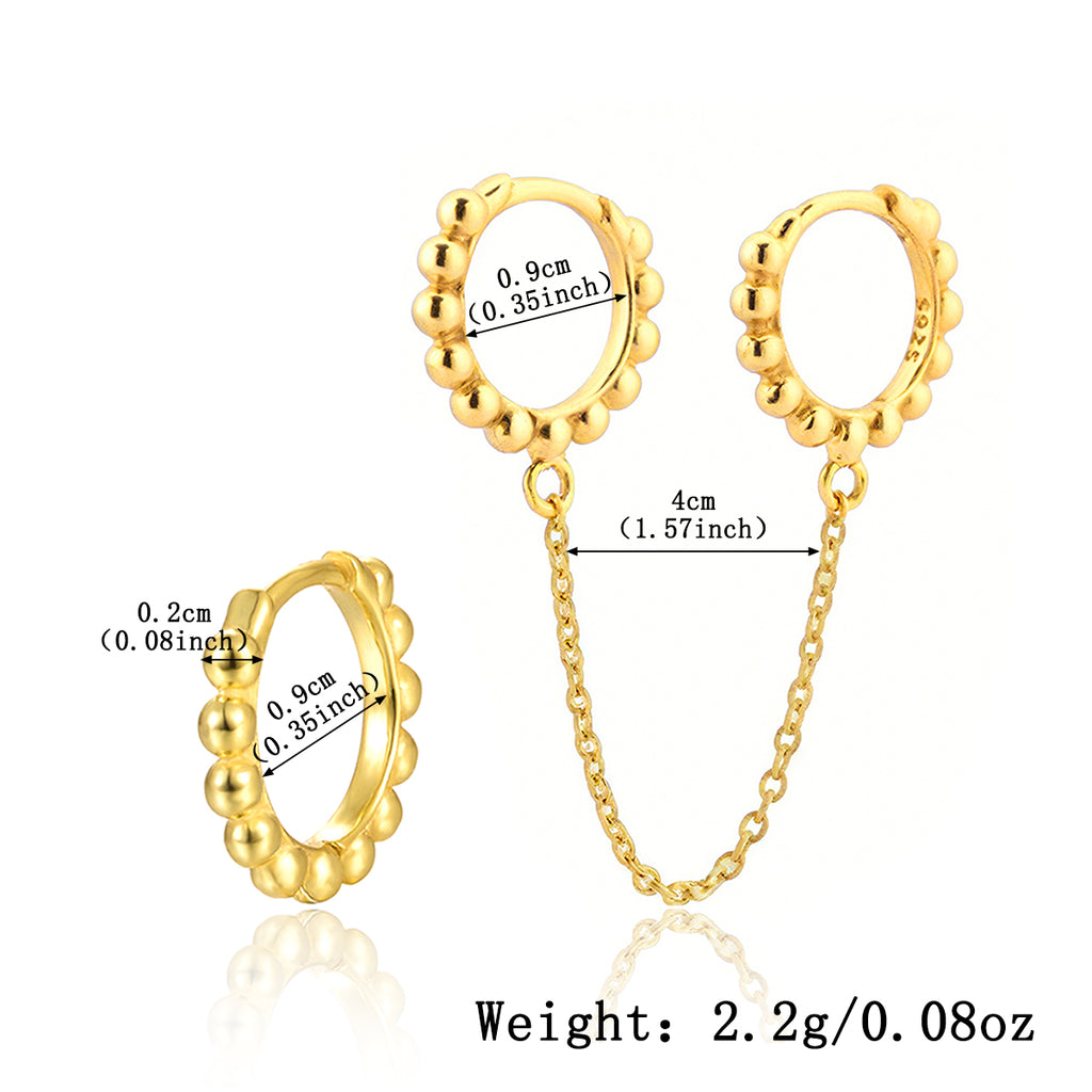 Beaded Chain Huggie Set
