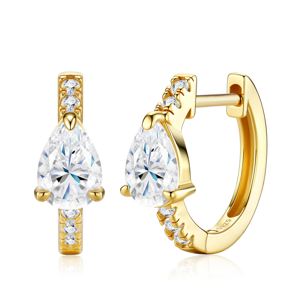 Pear Pavé Huggies
