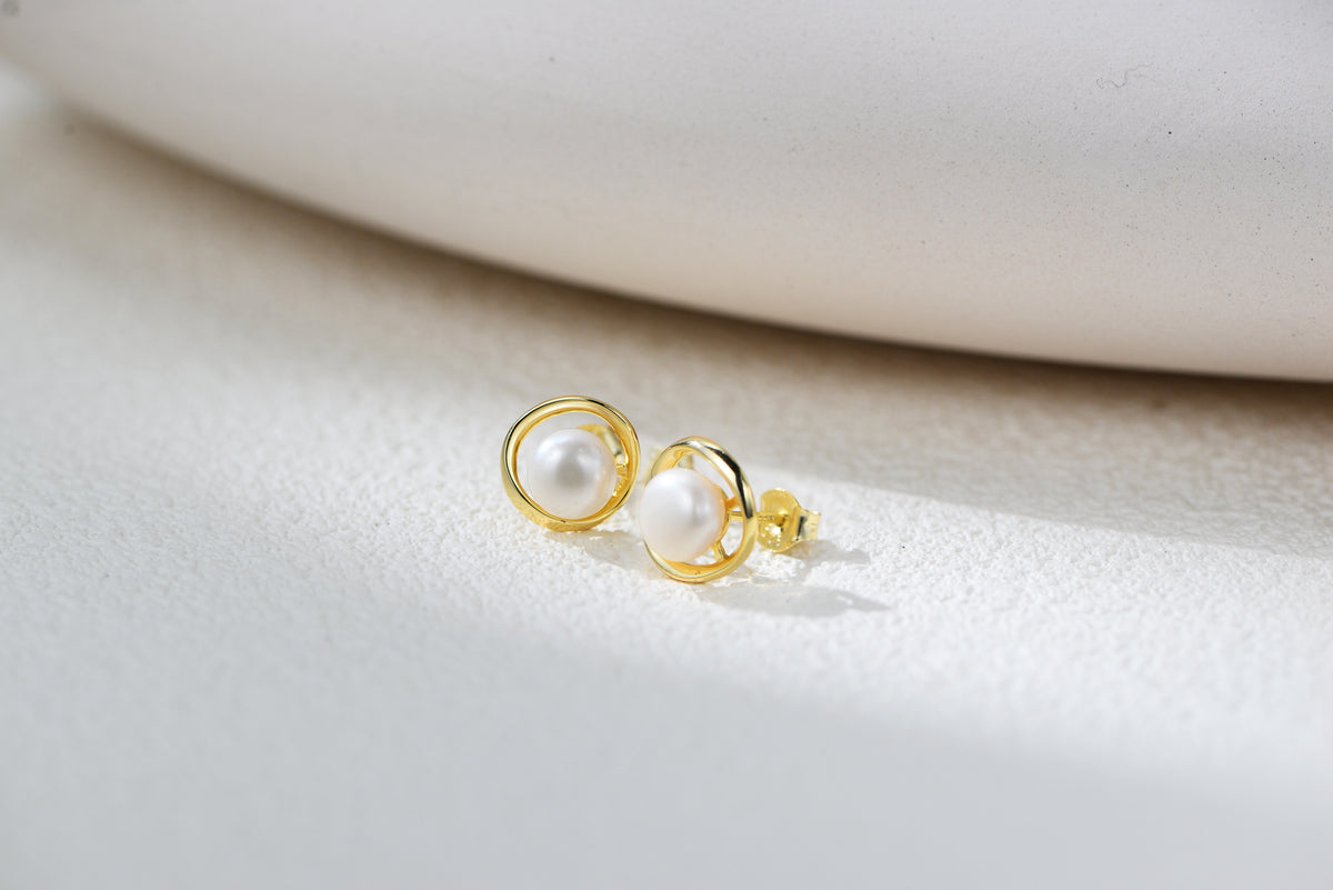 Pearl Halo Studs