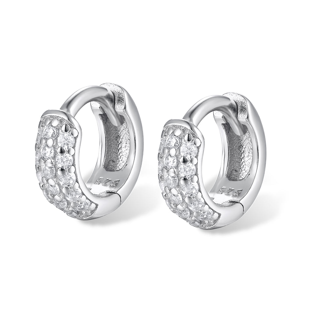 Petite Pavé Hoop Silver