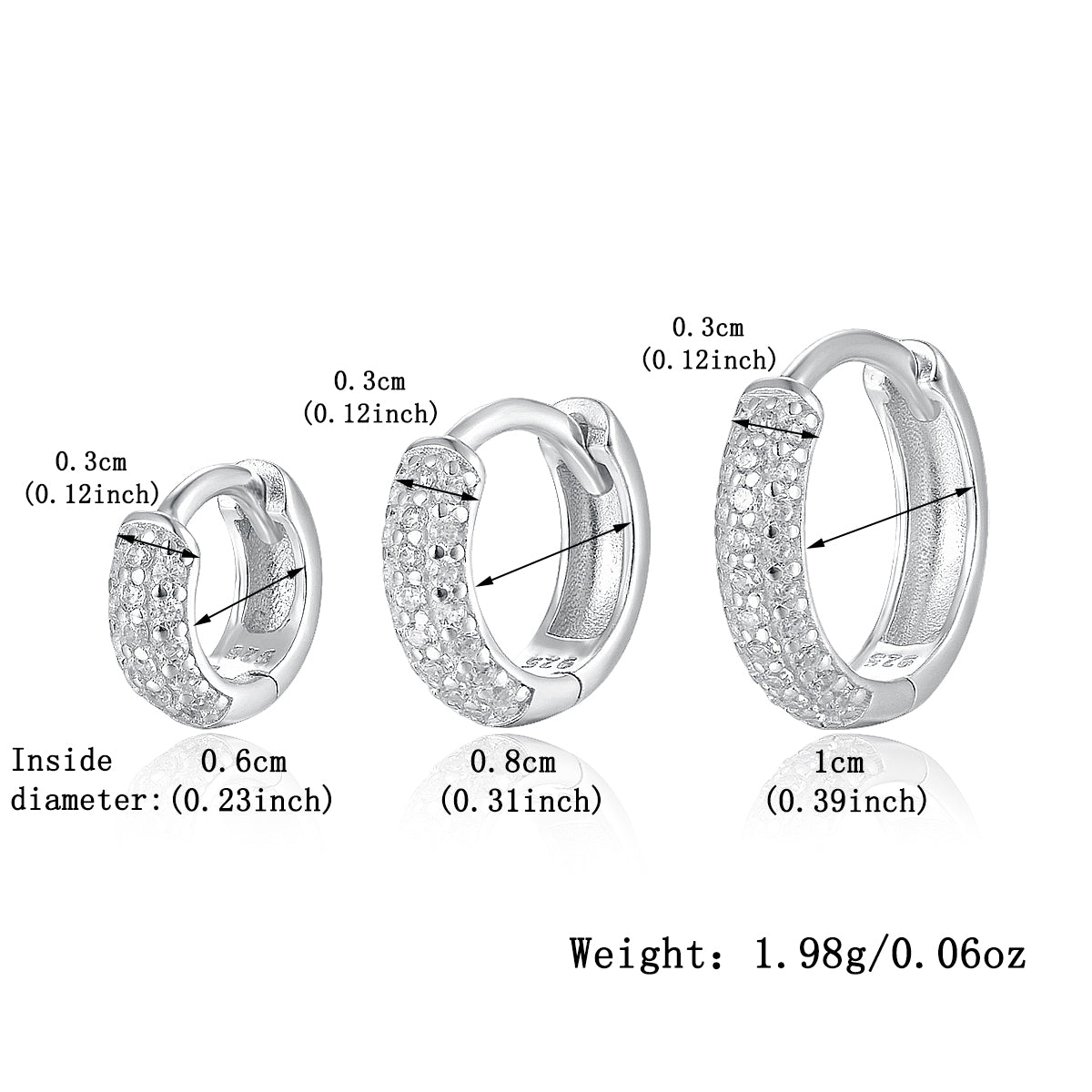 Petite Pavé Hoop Silver