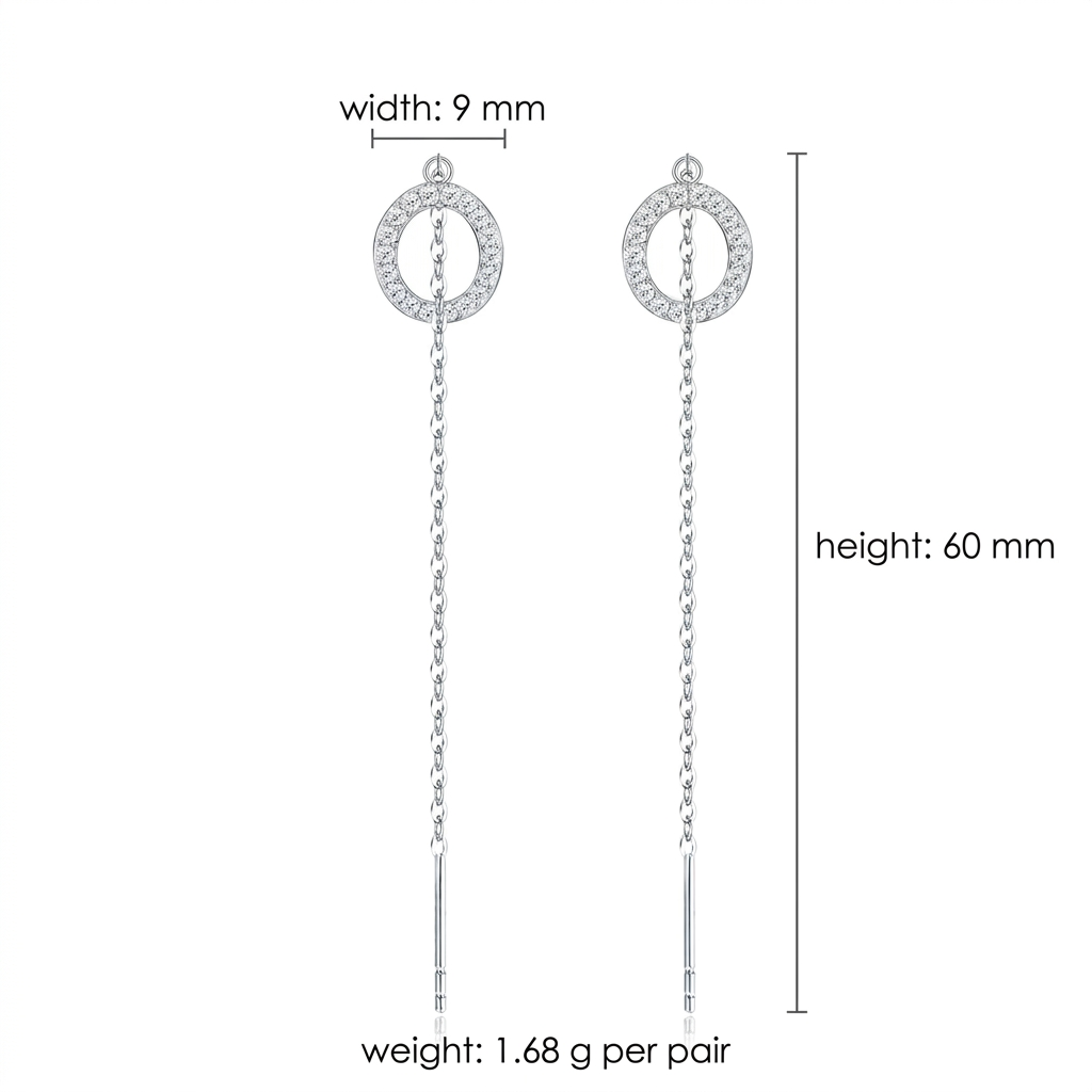 Circle Pavé Chain Drops 尺寸图