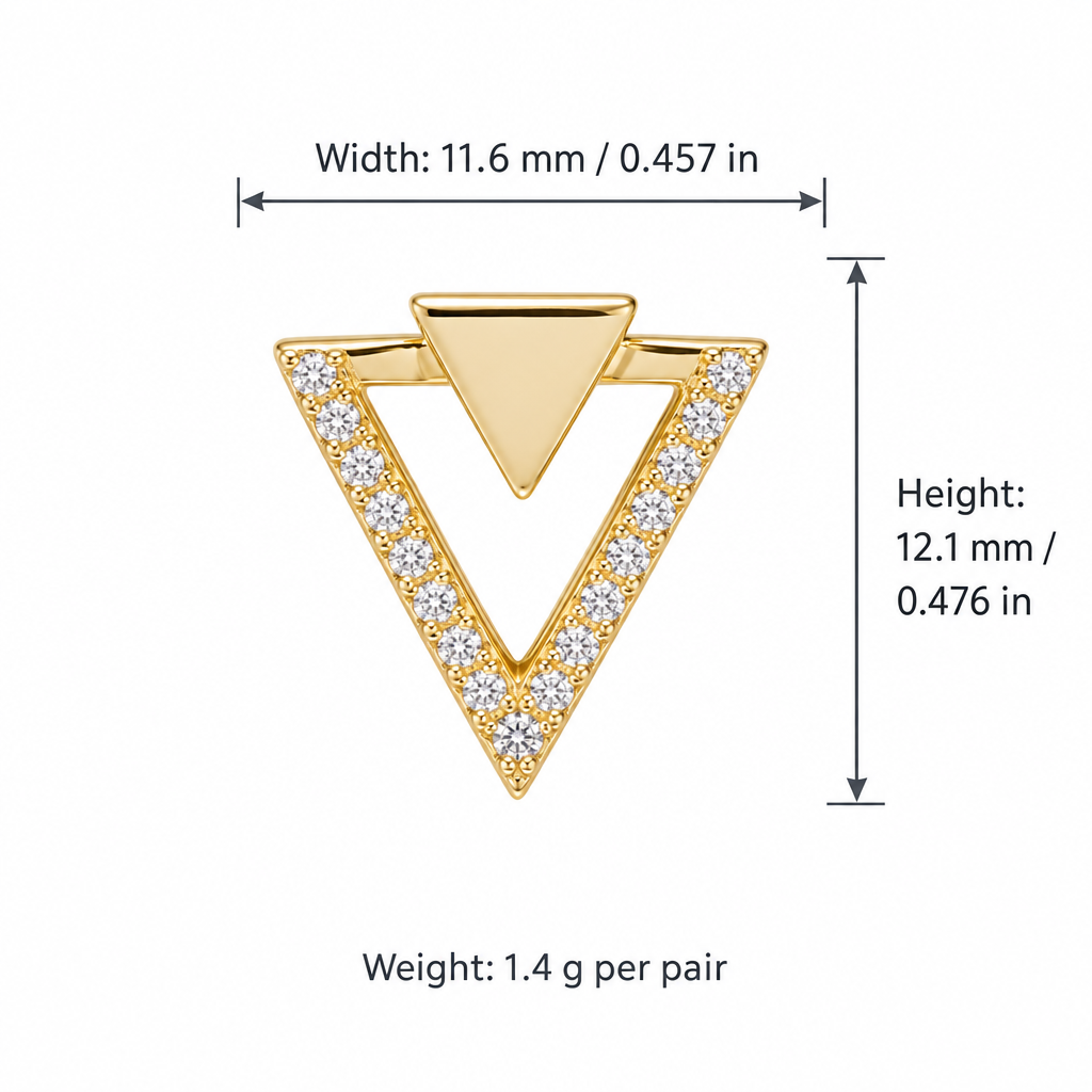 V-Geometry Pavé Studs width 11.6mm height 12.1mm weight 1.4g per pair