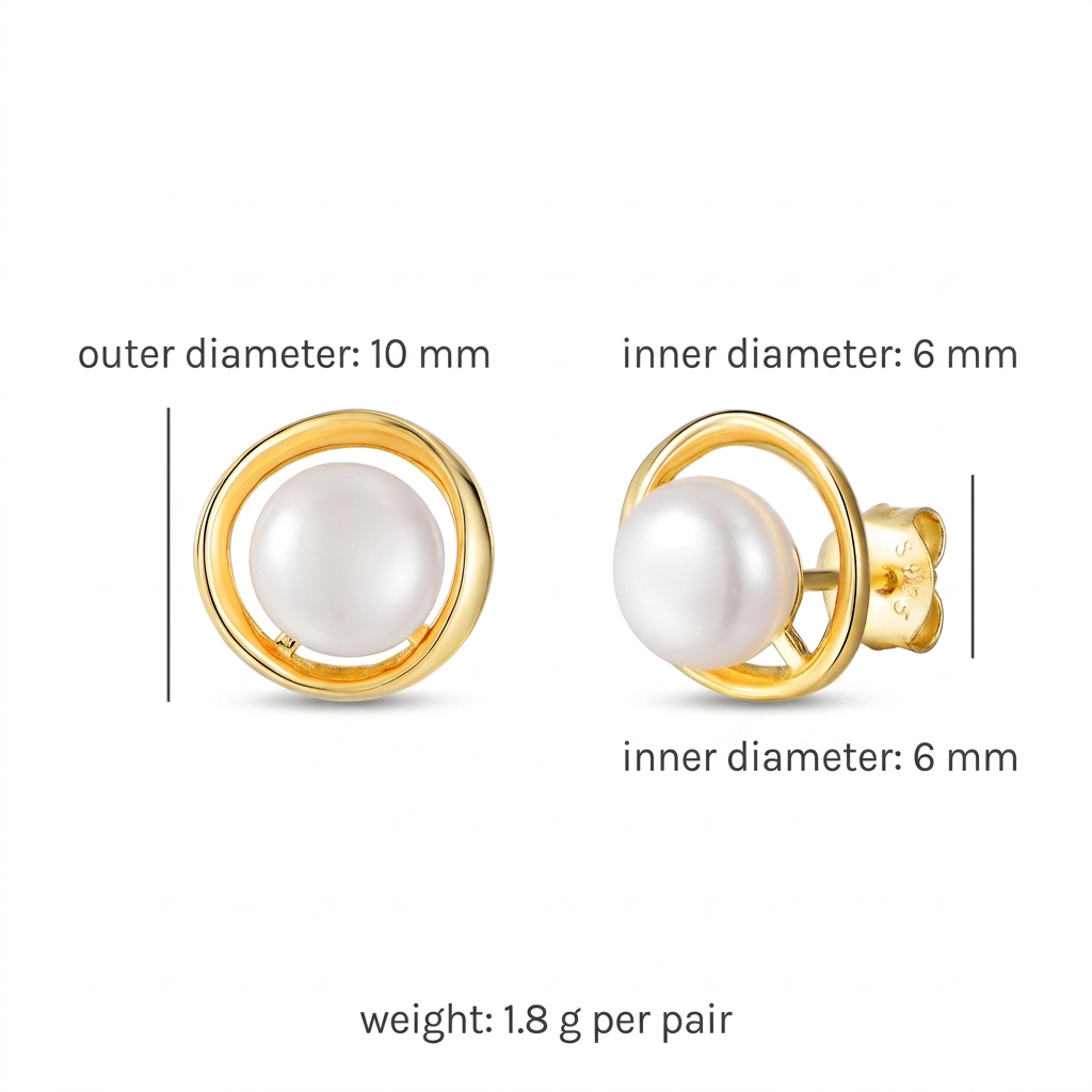 Pearl Halo Studs 尺寸图